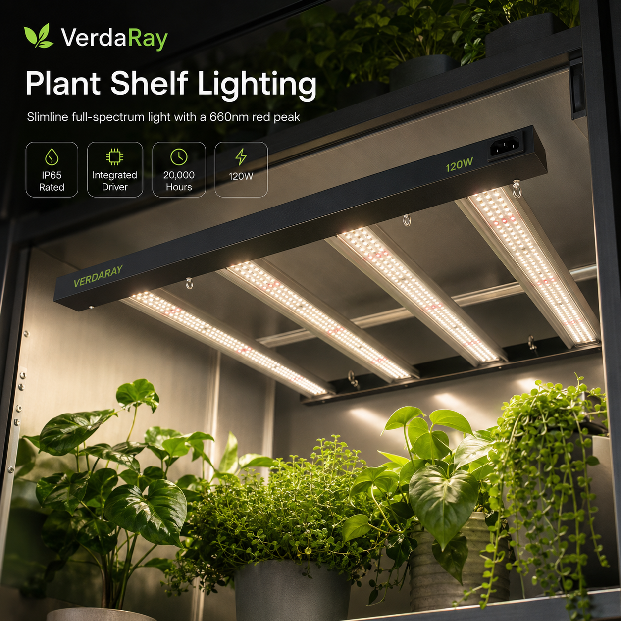 120W LED Grow Light Bar for Indoor Plants & Plant Shelves