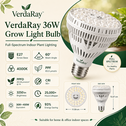 36W E27 Full Spectrum Grow Light Bulb for Indoor Plants