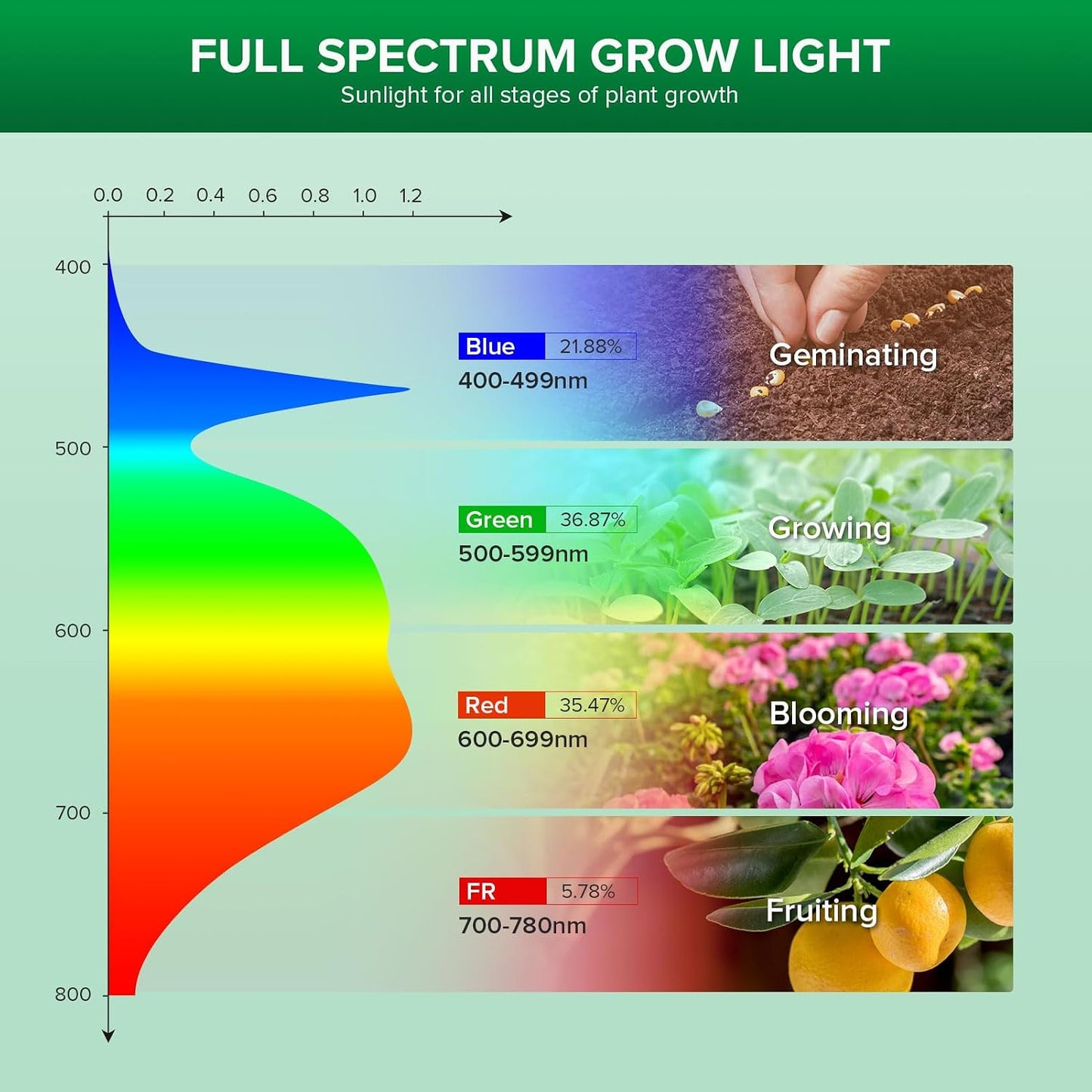 SANSI 36W LED Horticultural Lamp for Plant Growing, 400W Equivalent Full Spectrum Plant Growth Bulb E27, LED Grow Light for Hydroponic Greenhouse Grow Tent (PPF:65μmol/s)