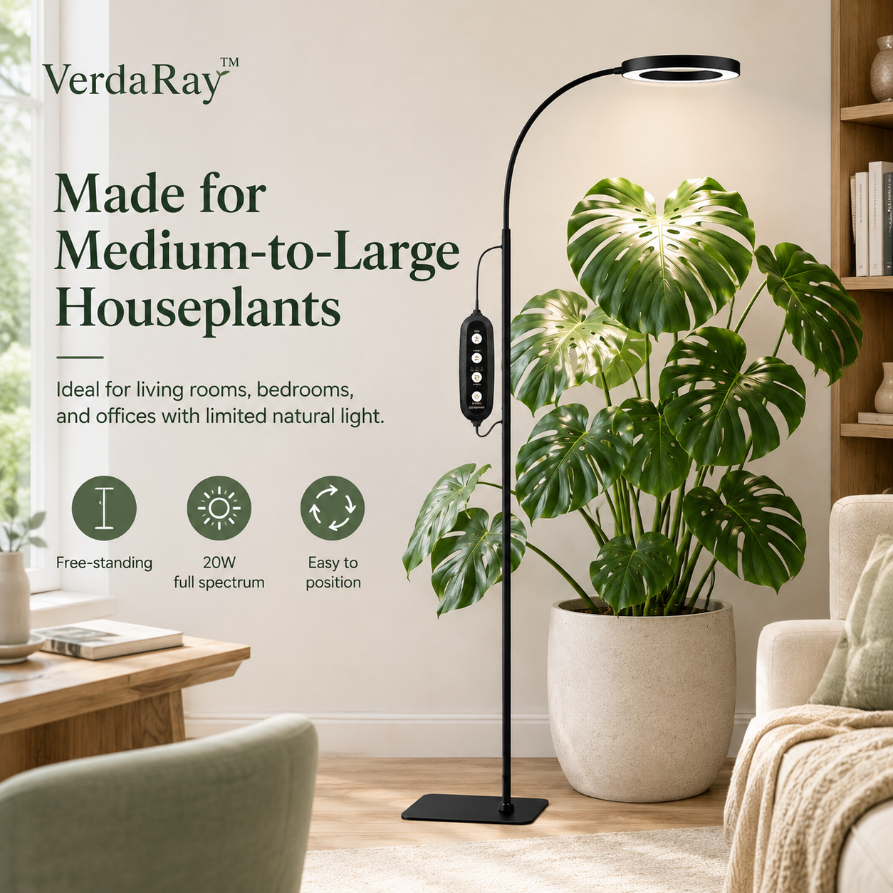 Adjustable Grow Light Stand for Indoor Plants – Full Spectrum LED with Timer