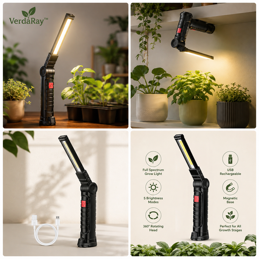 USB Rechargeable Folding LED Work Light, 360° Rotating Head, 5 Modes, Magnetic Base