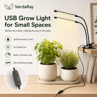 USB Full Spectrum LED Grow Light for Indoor Plants & Herb Gardens