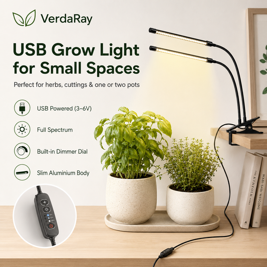 USB Full Spectrum LED Grow Light for Indoor Plants & Herb Gardens