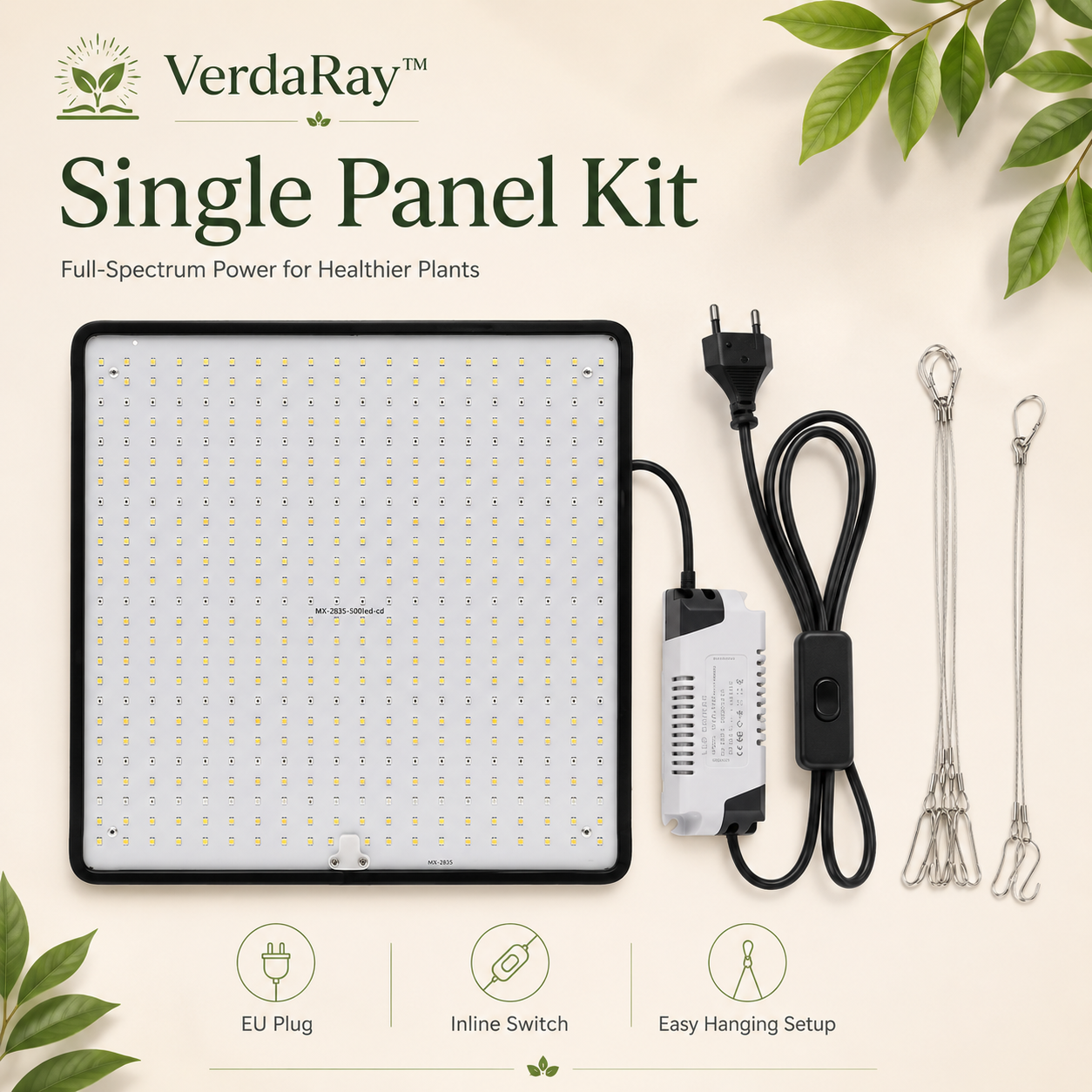 1200W Full Spectrum LED Grow Light Panel, 500 SMD2835 LEDs, Dimmable (3x3ft Coverage)