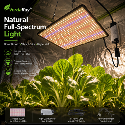 1200W Full Spectrum LED Grow Light Panel, 500 SMD2835 LEDs, Dimmable (3x3ft Coverage)